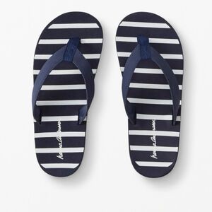 Hanna Anderson Striped Blue White Thong Flip Flops Rubber Waterpoof Pool Sz.11